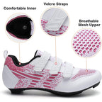 Unisex Road Bike Cycling Shoes Compatible With Peloton Shimano Spd Bike Riding Shoes For Men Women, 3 Straps, Pre-Installed Delta Cleats For Indoor Outdoor Cycling Biking