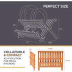 Bambüsi Collapsible Dish Drying Rack - 2 Tier Bamboo Dish Rack Dish Drainer For Kitchen Counter, Foldable Wooden Drying Rack For Plates Cups Bowls Utensils, No Assembly Folding Rack For Apartment, Rv