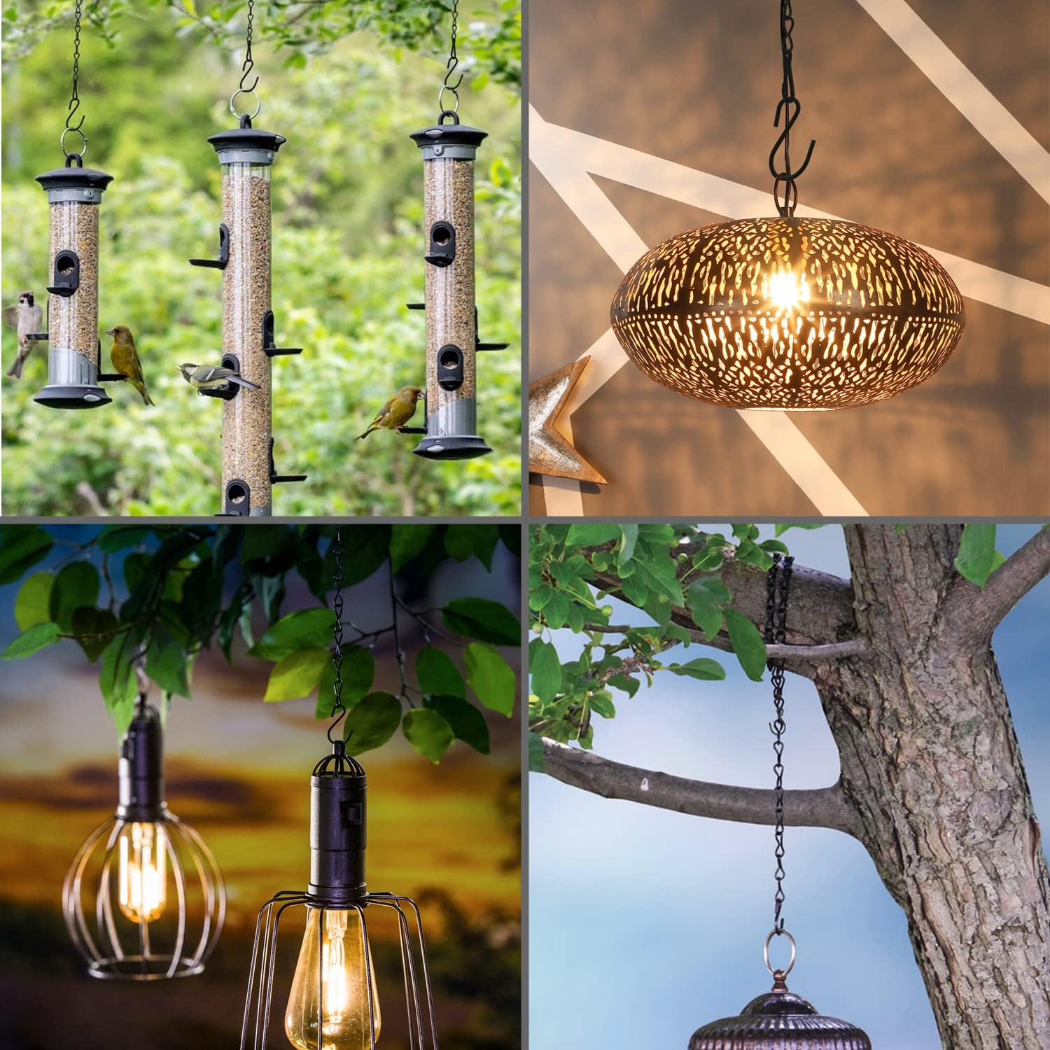 Chain For Hanging Plants, Adjustable Hanging Chain With Hooks, 21 Inch, Black – 10 Pack Heavy Duty For Hanging Bird Feeders,Grow Lights, Potted Plants, Neon Sign, Christmas Wrea