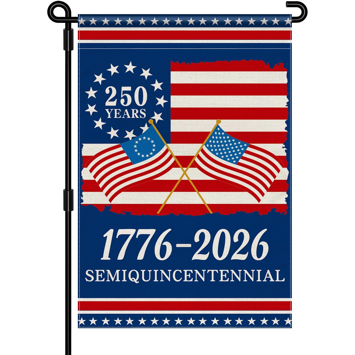 250Th Anniversary America Garden Flag, 250 Anniversary Usa Flag 1776-2026 Commemorative Patriotic 250 Years Banner 4Th Of July Yard Sign Double-Sided Waterproof Garden Flag 12X18 Inch
