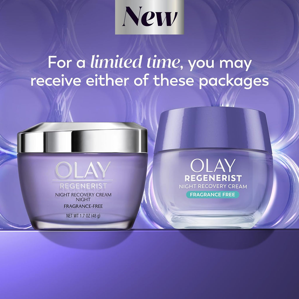 Olay Night Cream For Face, Anti-Aging Face Moisturizer For Women - Fragrance-Free Skin Care, Anti-Wrinkle, Exfoliate, Smooths Texture - Triple Collagen Cream, Niacinamide, Pro-Vitamin B5, 1.7Oz