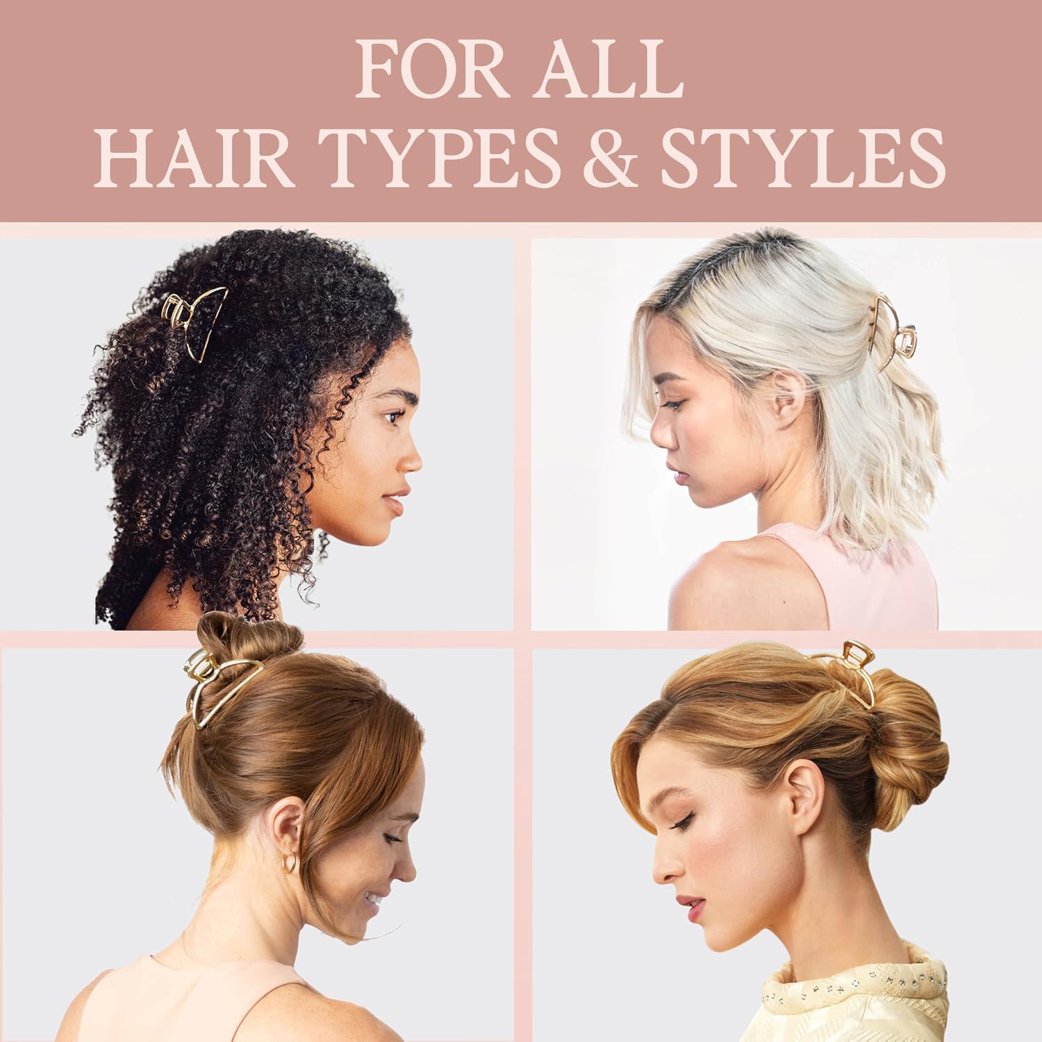 Kitsch Metal Hair Clips For Women - Durable & Elegant Metal Claw Clips, Perfect For Everyday Use & Special Occasions - Gold, 1 Pc