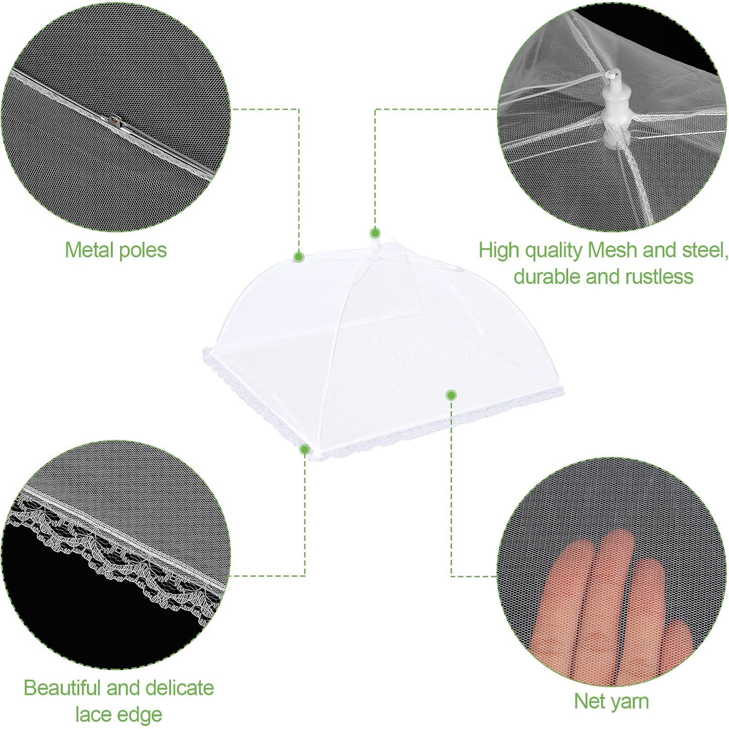 4 Pack Mesh Food Covers 17 inch, Large and Tall Food Covers, Pop-Up Mesh Food Covers Tent Umbrella for BBQs, Outdoors, Screen Tents, Parties Picnics, Fruit Cover
