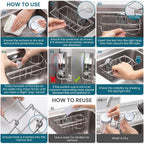 Taili 4-In-1 Sink Caddy With Strong Suction Cup, Sponge Holder For Kitchen Sink Organizer, Removable, Rustproof, Stainless Steel Holder For Sponge, Brush, Scrubber, Scraper - Silver