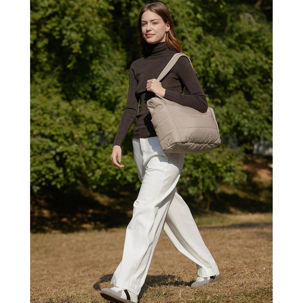 Bagsmart Tote Bag For Women, Lightweight Puffy Tote Bag With Compartments Shoulder Bag Handbag For Travel, Work, Gym | Lightweight