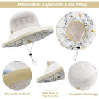 Mesh-Sun-Hats Women'S-Foldable-Fishing-Hat Wide-Brim Summer Outdoor Uv-Protection-Beach-Bucket-Cap With Chin Strap