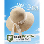 Furtalk Womens Beach Sun Straw Hat Uv Protection Travel Packable Foldable Brim Summer Uv Hat
