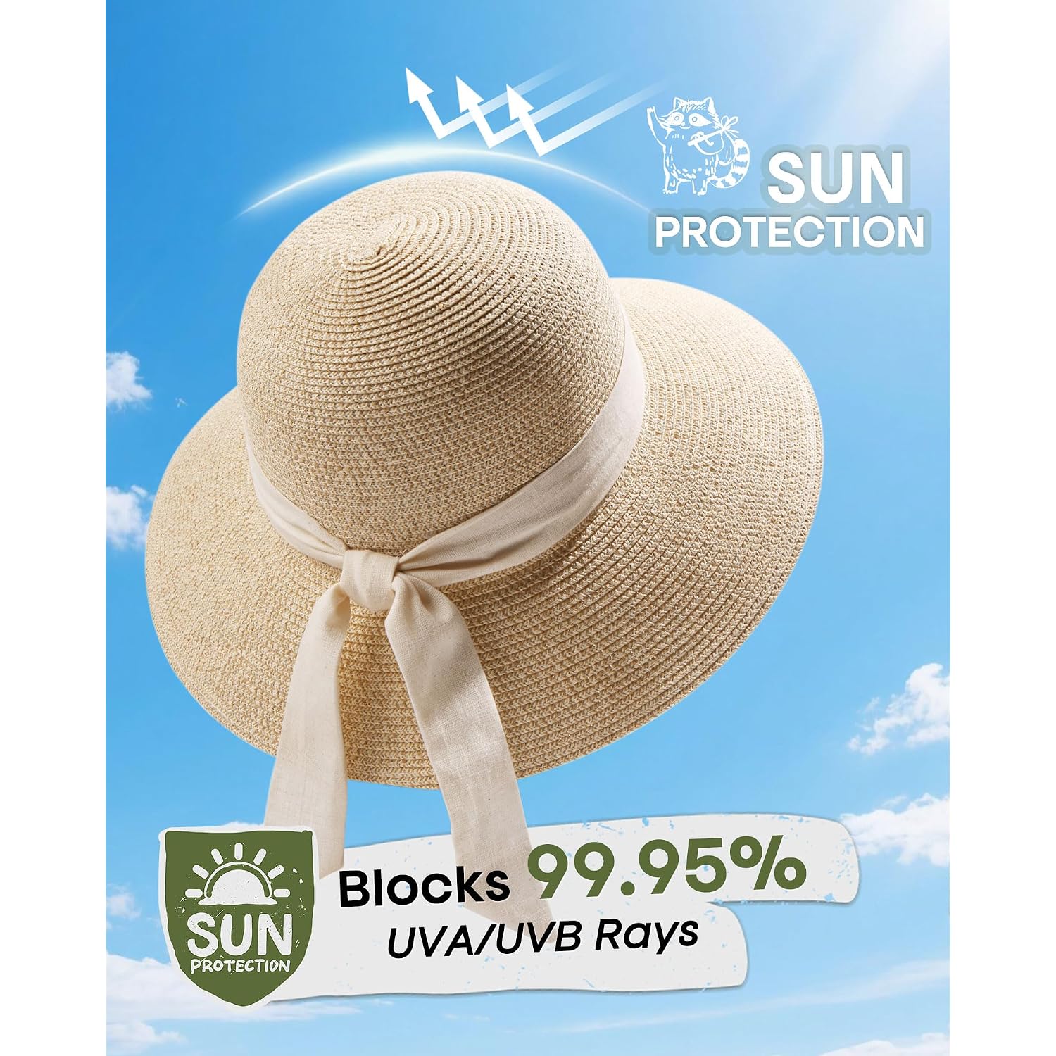 Furtalk Womens Beach Sun Straw Hat Uv Protection Travel Packable Foldable Brim Summer Uv Hat