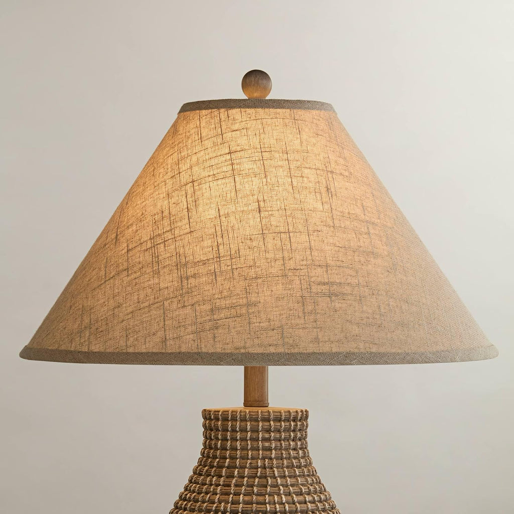 Fine Burlap Large Empire Lamp Shade (Pre-Assembled) 6" Top X 19" Bottom X 10.5" High X 12" Slant (Spider) Replacement With Harp And Finial