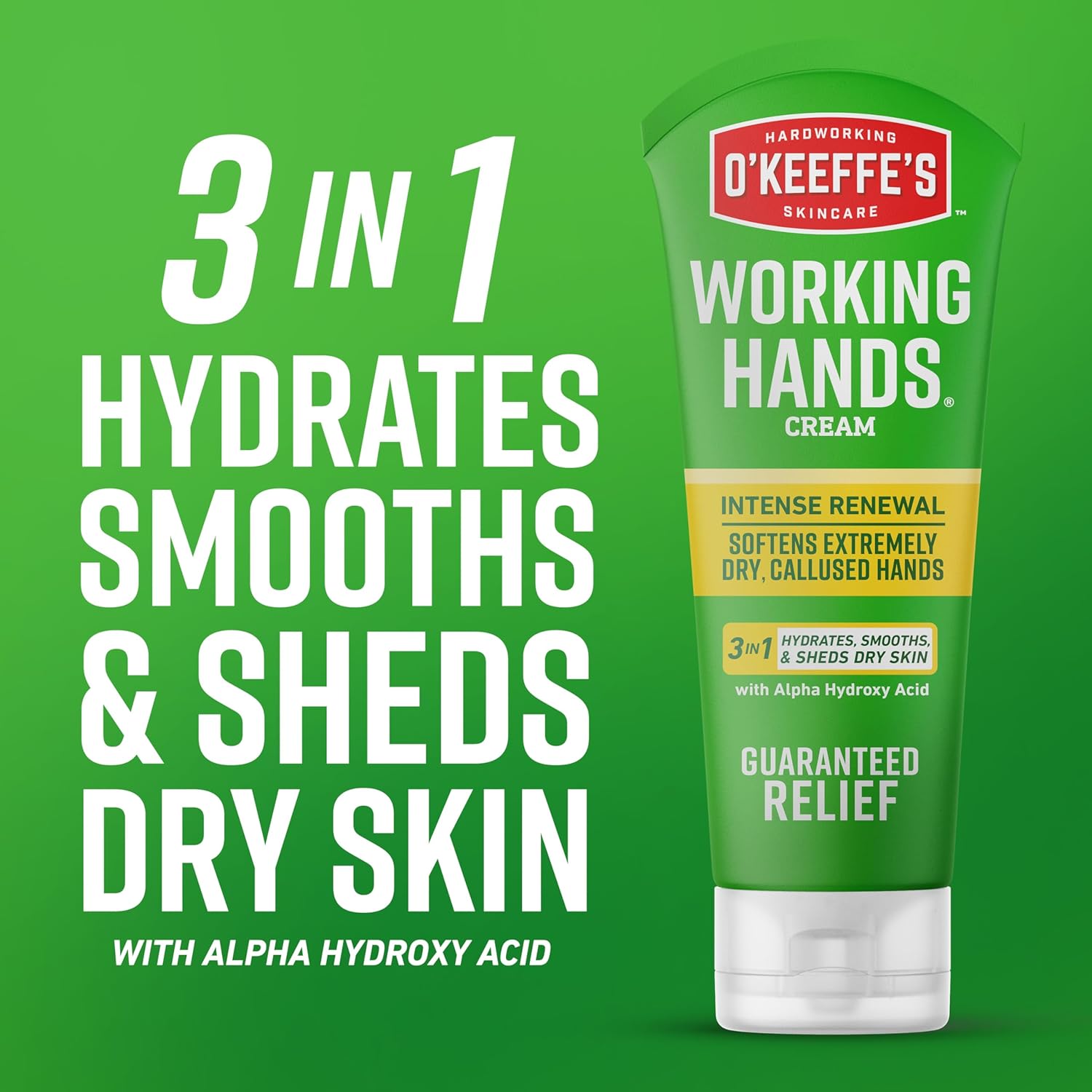 O'Keeffe's Working Hands Intense Renewal Hand Cream with Urea, 3 oz Tube (Pack of 1) – Softens & Smooths Extremely Dry, Callused Hands