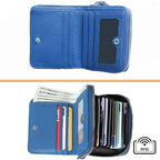 Genuine Wallet Women Rfid Blocking Card Holder, Small Leather Womens Wallet With Zipper Id Window Coin Pocket