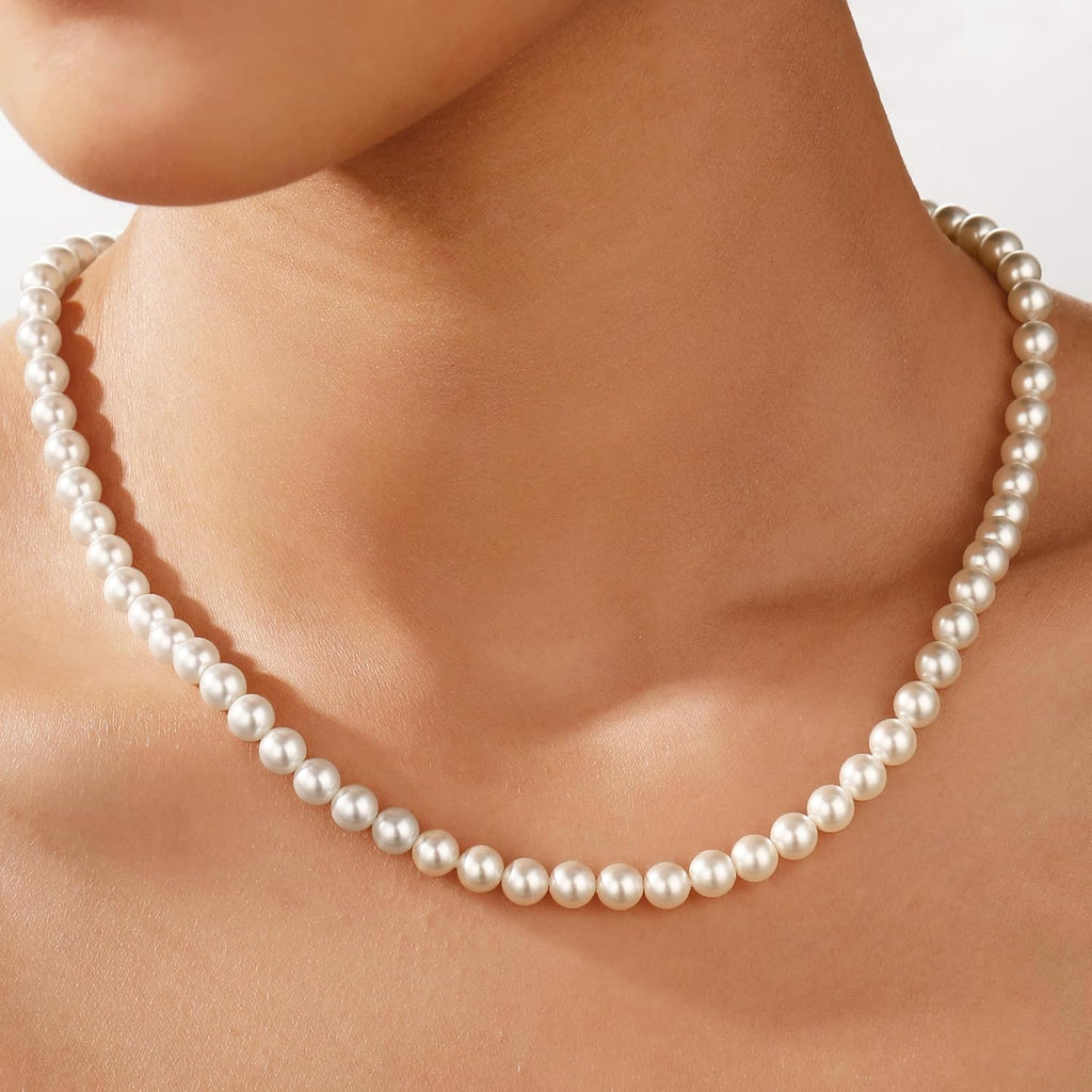 Ritach Mothers Day Gifts for Mom Daughter Wife - Real Gold Plated Pearl Necklaces for Women Dainty Round Drop Pearl Necklace Layered Gold Necklace for Women Teen Girl Bridesmaid Wedding Birthday Gifts