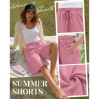 3 Pack Women's Bermuda Shorts Summer Drawstring Elastic Waisted Comfy Casual Sweat Long Shorts