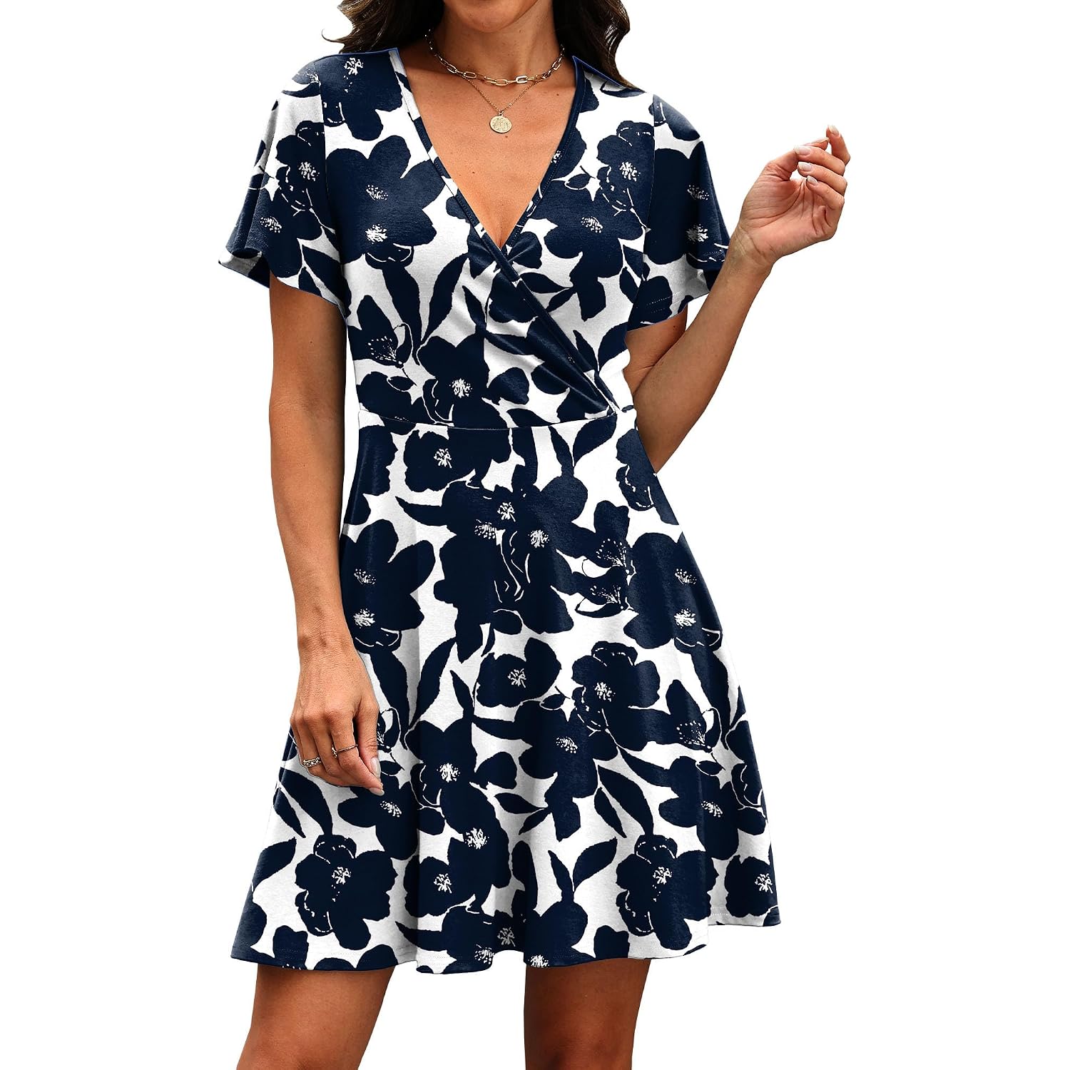 Rumia Womens Casual Dresses Wrap V Neck Dress A-Line Ruffle Sleeve Summer Sundress Fashion 2026