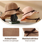 Sun Beach Hats for Women, Summer UPF 50+ UV Sun Protection Wide Brim Woven Hat Foldable Packable Knitted Cap