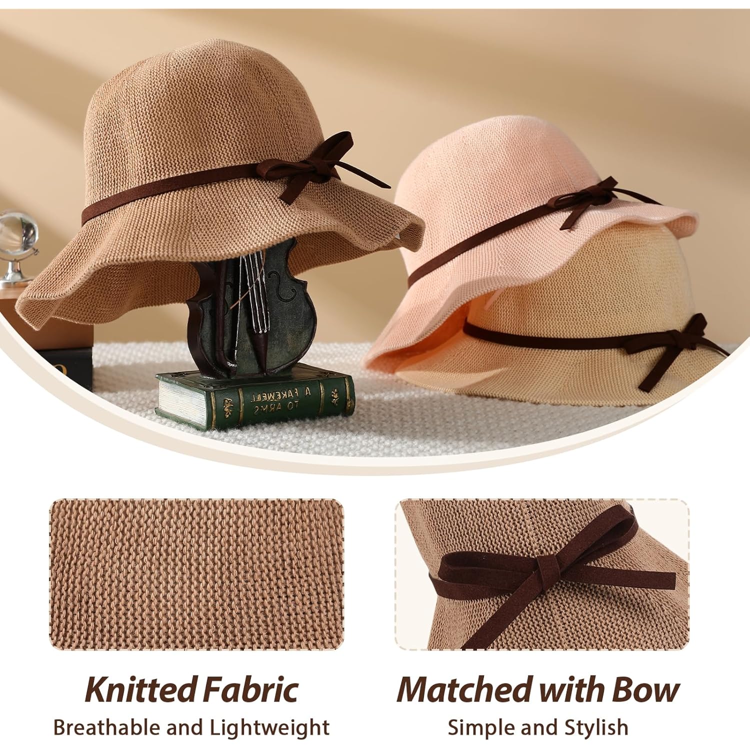 Sun Beach Hats for Women, Summer UPF 50+ UV Sun Protection Wide Brim Woven Hat Foldable Packable Knitted Cap