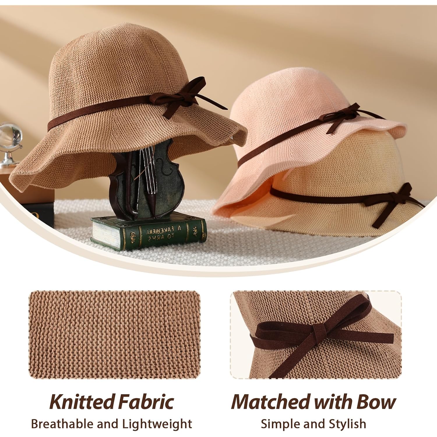 Sun Beach Hats For Women, Summer Sun Protection Upf 50+ Uv Wide Brim Woven Hat Foldable Packable Knitted Cap