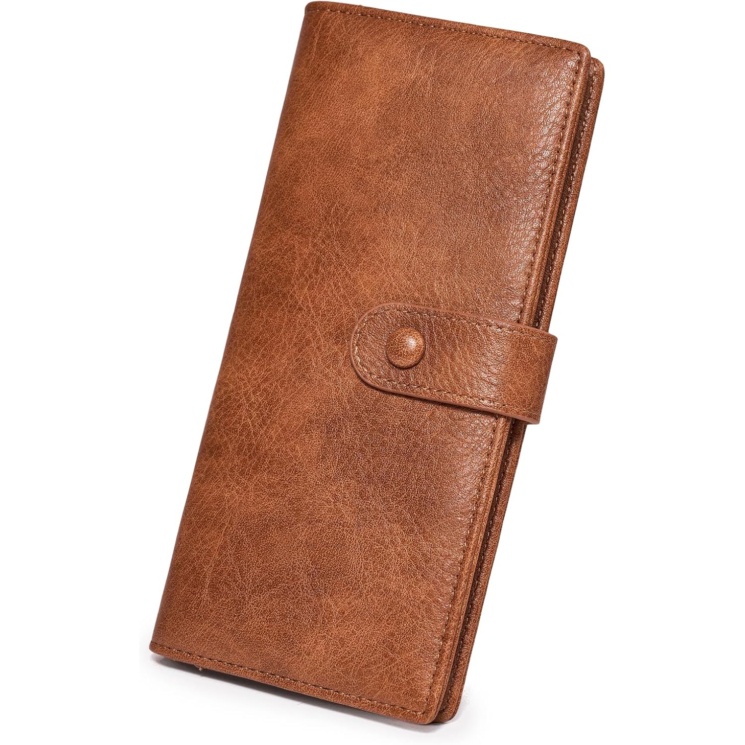 Unilily Slim Wallet Women RFID Blocking Vegan Leather Bifold Clutch Wallet Credit Card Holder with 2 ID Windows & Zip Pocket (Brown)