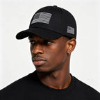Patriotic-USA-Baseball-Caps Woman-Man-Washed-Worn-Out-Mesh-Sun-Hat for 4th July (Size M) Black