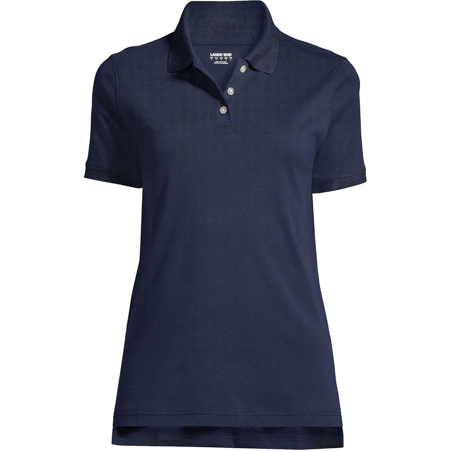Lands' End Essentials Women's Short Sleeve All Day Comfort Polo Shirt - 100% Cotton Won't Shrink Pill Fade