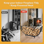 Facka 30 Inch Firewood Rack Outdoor Metal Wood Rack | Iron Fire Log Stacker Holder For Fireplace, Patio, Porch, Yard, Garden, Indoor Outdoor Wood Storage