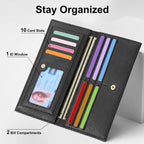 Tipmile Slim Wallet For Women, Rfid Blocking Credit Card Holder | Thin Compact Bifold Wallet With Zipper, Ladies Gift, Black