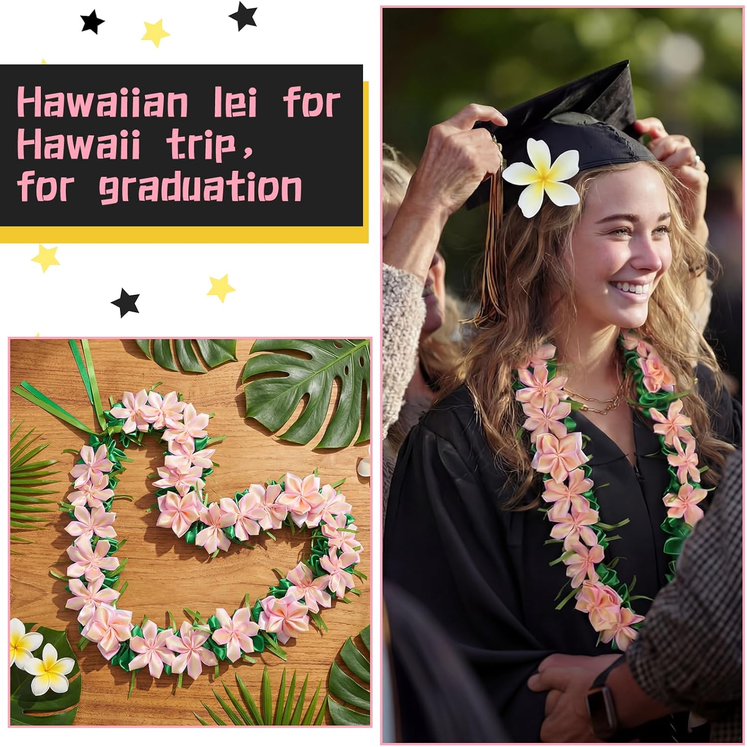 Knitgrip 47 Inch Class of 2026 Graduation Lei Hawaiian Nut Lei 2026 Kukui Nuts Necklace for Women Men Graduation Ceremony