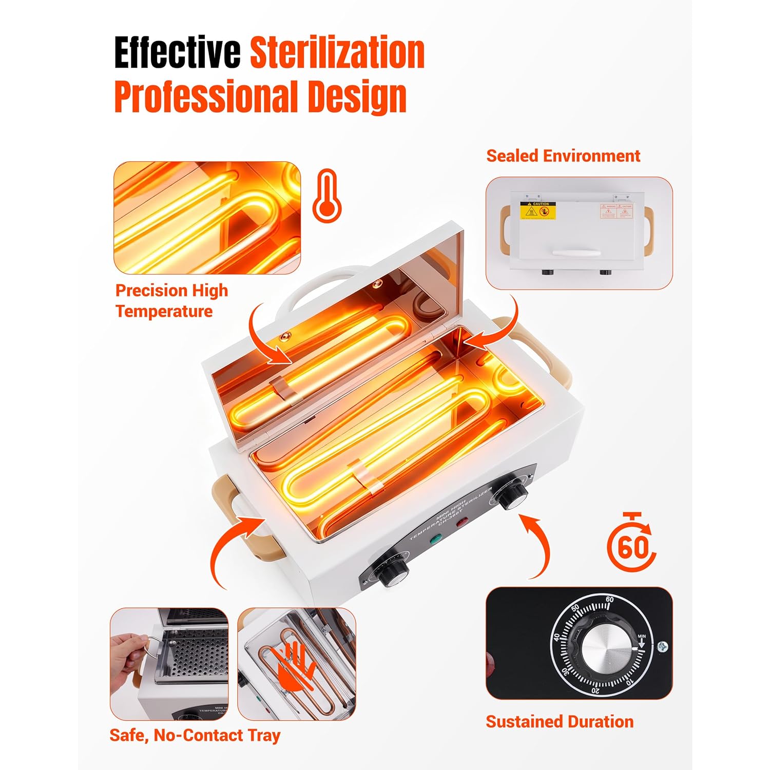 High-Temperature Cleaning Box for Metal Tools, 1.5L Capacity with Adjustable Timer 110V 300W, 122℉-428℉ Cleaning Cabinet for Nail Salons, Barbers & Home Use