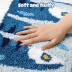 TRUEDAYS Sardine Can Bath Mat, Blue Bathroom Rugs for Bedroom, Soft Washable Rug Non Slip Cute Kitchen Bath Mats for Bathroom Funny Cartoon Fish and Lemon