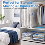 Vacuum Storage Bags With Hand Pump, Plastic Packaging Bags, 80% Space Saver Vacuum Seal Bags For Clothing, Travel Lugggage, Blankets, Comforters, 20 Combo