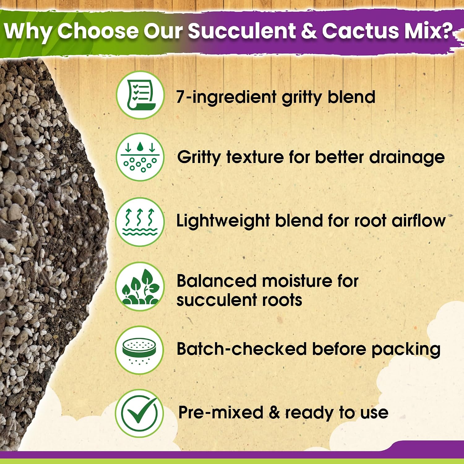 Succulents Soil Potting Mix – 7 In 1 Ingredients Well-Draining, Nutrient-Rich Cactus Potting Soil For Succulents And Cacti, Indoor & Outdoor Use, Ready To Use, Supports Healthy Root Growth, 1Qt
