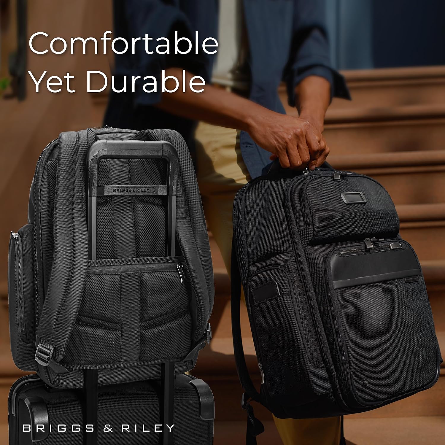 Briggs & Riley Large Cargo Backpack For Women & Men - Laptop Backpack, For Work & Travel, Spacious & Durable, Padded Straps, Fits Up To 17" Laptop - @Work Collection, Black