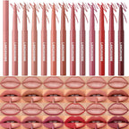 LANGMANNI 12 Colors Sculpting Matte Velvet Lip Liner Set,Smooth Creamy Texture,Waterproof And High Pigmented For Girls Daily Application Lip Makeup