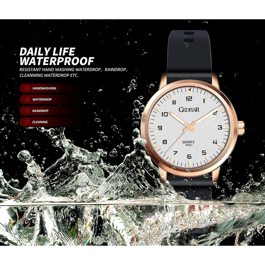 Fashion Quartz Wrist Watch, Waterproof Analog Display, Rubber Silicone Bands, Easy Read Dial, Casual Sport Style Minimalist Watch for Women Ladies Students