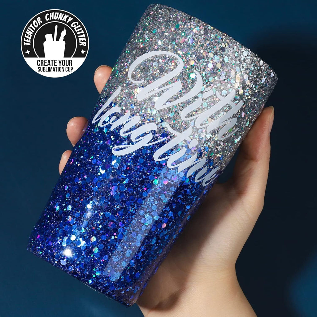 Festival Chunky and Fine Glitter Powder Mix, Teenitor 32 Colors Chunky Sequins, Iridescent Glitter Flakes, Cosmetic Face Body Eye Hair Nail Art Resin Tumbler Loose Glitter