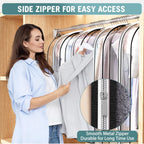 Clear Garment Bags For Hanging Clothes 10” Gusseted, Suit Bags For Closet Storage, Hanging Plastic Clothes Cover For Coat, Dress, Fur, Shirt, 4 Pack, 40” Long