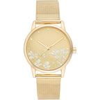 Nine West Women'S Floral Dial Mesh Bracelet Watch