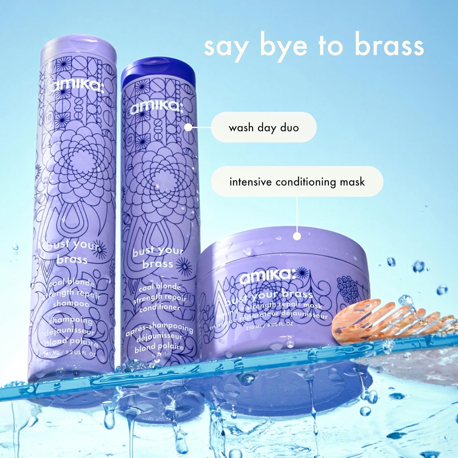 amika bust your brass cool blonde strength repair shampoo