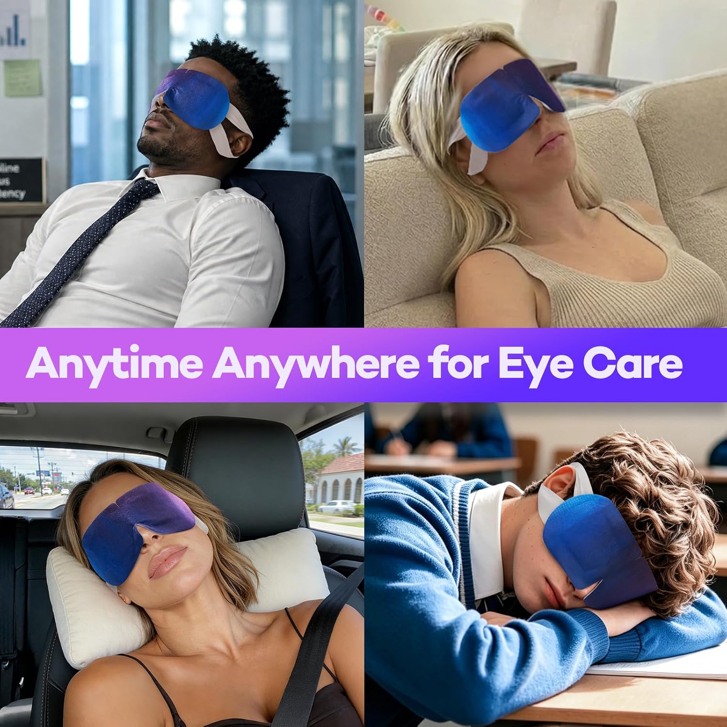 Steam Eye Masks For Dry Eyes, 45 Min+ Heated Eye Mask, Disposable Self Heating Warm Compress, Fast Relief For Eye Strain & Stye, Long Lasting Sleep & Travel Essentials, Unscented (20 Pack)