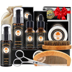 XIKEZAN Beard Kit for Men Grooming & Care w/Beard Conditioner, Wash, Oil, Balm, Brush, Comb,Birthday Fathers Valentines Easter Gifts for Men Him Dad Husband Boyfriend Mens Christmas Stocking Stuffers