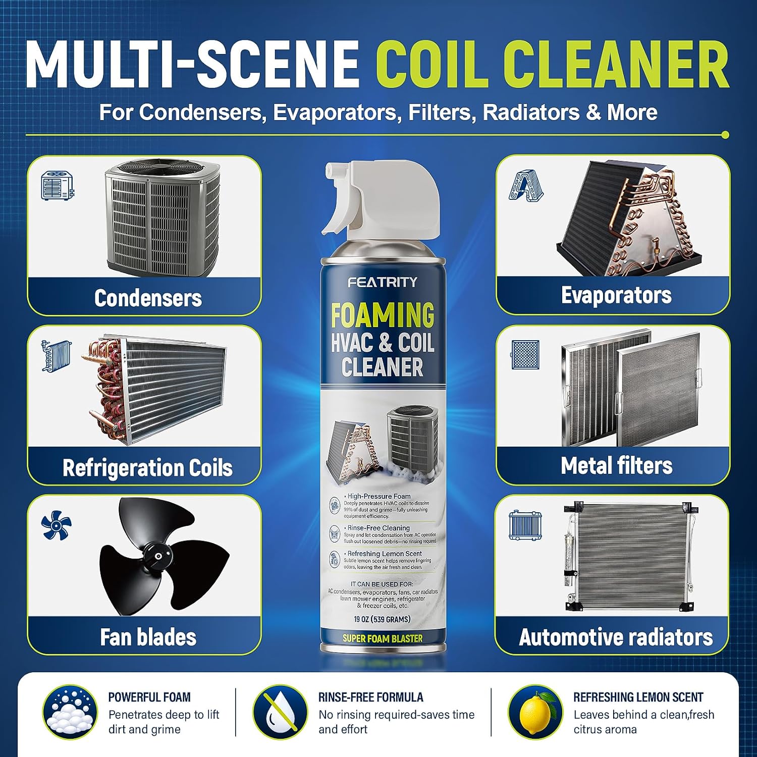 Foaming Ac Coil Cleaner: No-Rinse Deep Cleaning Spray For Evaporator And Condenser Coils For Routine Household Air Conditioner Coil Maintenance And Airflow Support - 19 Oz