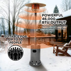 Amazon Basics 46,000 Btu Portable Outdoor Propane Patio Heater With Wheels, Commercial & Residential With Water Tank, Adjustable Heat Output, 9-Foot Radius, Slate Gray, 32.1"L X 32.1"W X 91.3"H