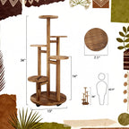 5 Tiered Tall Plant Stand For Indoor, Wood Plant Shelf Corner Display Rack, Multi-Tier Planter Pot Holder Flower Stand For Living Room Balcony Garden Patio (Brown)