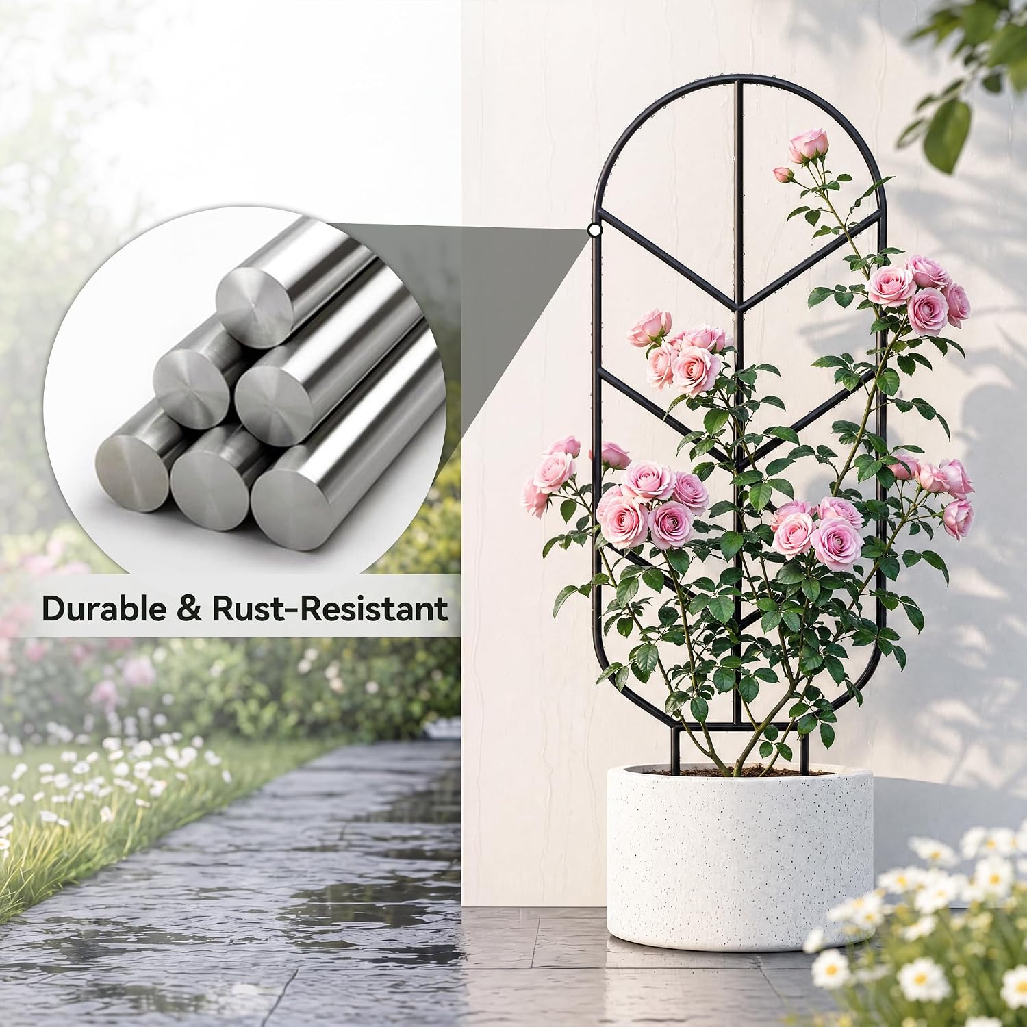 2 Pack 30'' Large Metal Plant Trellis For Climbing Plants, Tall Plant Support For Indoor & Outdoor Use, Modern Decorative Trellis For Potted Plants (2 Pack)