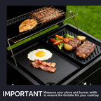 EWFEN Reversible Grill/Griddle, 16.7x9.5'' Pre-Seasoned Cast Iron Griddle Pan, Double Burner Cookware, Rectangular Non-Stick Stovetop Griddle with Handles, Flat Top Plate for Oven, Grill & Campfire