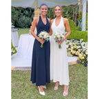 Merokeety Women'S Formal Halter Maxi Dress 2026 Summer Backless Sleeveless V Neck Ruched Cocktail Wedding Guest Dresses
