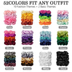 Adrione Satin Scrunchies For Women & Girls - 60 Pack Silk Scrunchies For Curly Hair