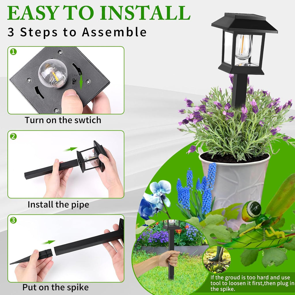 Solar Lights Outdoor,12 Pack 3000K Waterproof Auto On/Off Solar Pathway Lights For Your Garden, Landscape, Path, Yard, Patio, Driveway,Walkway Decor