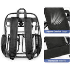 17 Inch Clear Backpack, Large Transparent Bookbag With Reinforced Straps For School College Work