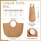 Frienda Straw Tote Bag Summer Beach Bag Handmade Straw Rattan Woven Handbag For Women Travel